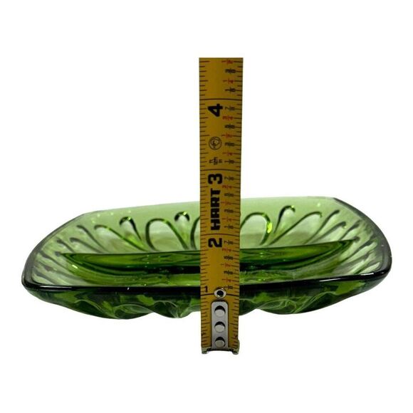 Vintage Indiana Glass Avacado Divided Nut Fruit Dish Candy 7" MCM Retro Design - Picture 6 of 6